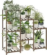 Bamworld Plant Stand Indoor Plant Shelf Outdoor Wood Plant Rack for Mult...
