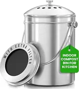 Utopia Kitchen Compost Bin for Kitchen Countertop, 1.3 Gallon Compost Bu...