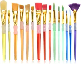 15Pcs Paint Brushes Value Pack, Includes 15 Different Types of Brushes, ...