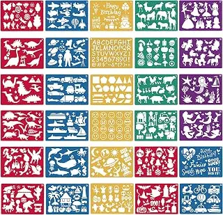 30 Pieces Drawing Stencils Set for Kids, Plastic Drawing Painting Stenci...