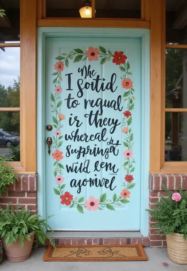 21 Creative DIY Door Mural Ideas That'll Make Your Neighbors Jealous - 9. Charming Quotes