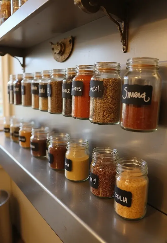 19 DIY Pantry Ideas That Are Budget-Friendly and Stylish - 7. Magnetic Spice Jars