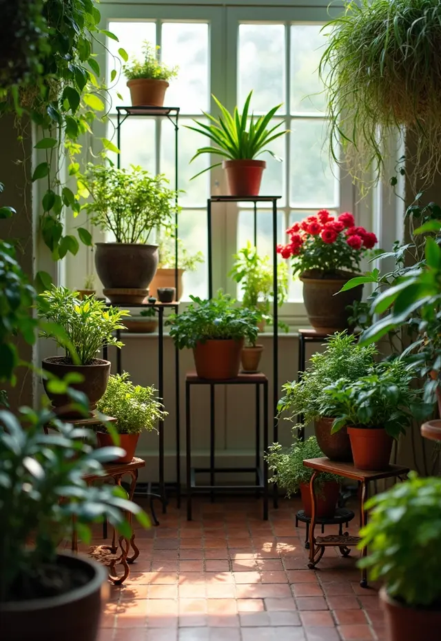 12 Cozy Indoor Winter Garden Ideas to Brighten Your Home - 8. Decorative Plant Stands