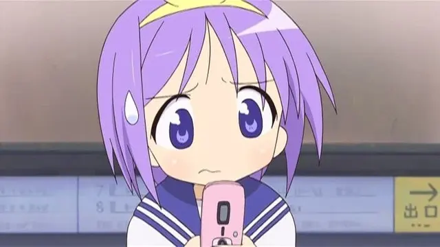 Tsukasa Hiiragi (Lucky Star) on her cell phone. | Anime, Lucky star,  Japanese animation