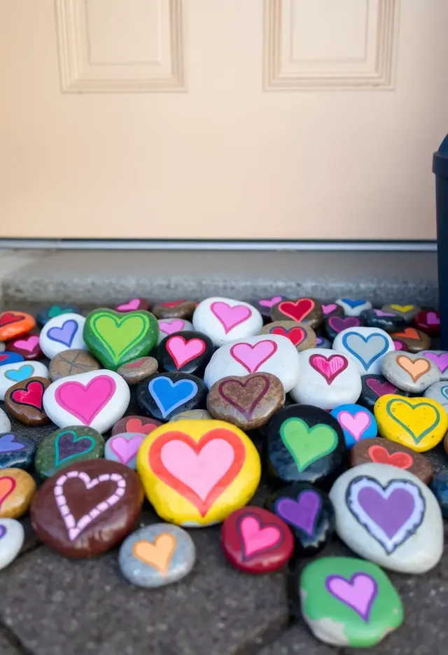 14 Budget Valentines Door Decor Ideas That Look Expensive - 4. Painted Heart Rocks