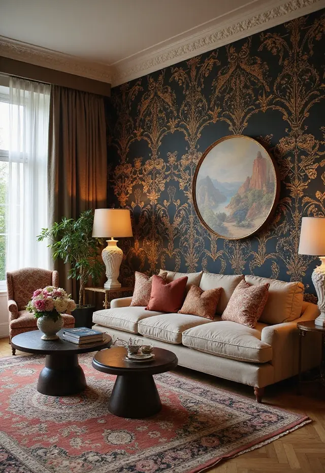 25 Luxurious Living Room Trends for 2026 That'll Make Your Friends Jealous (#18 Will Blow Your Mind!) - 18. The Return of Wallpaper