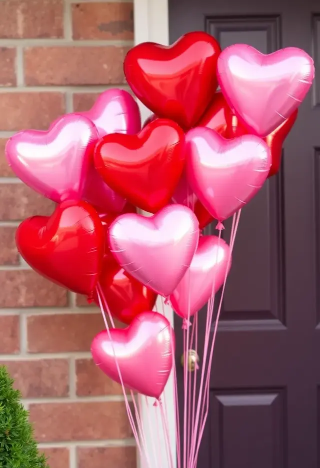 14 Budget Valentines Door Decor Ideas That Look Expensive - 5. Balloon Heart Bouquet