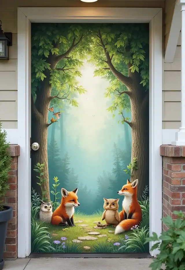 21 Creative DIY Door Mural Ideas That'll Make Your Neighbors Jealous - 4. Whimsical Woodland
