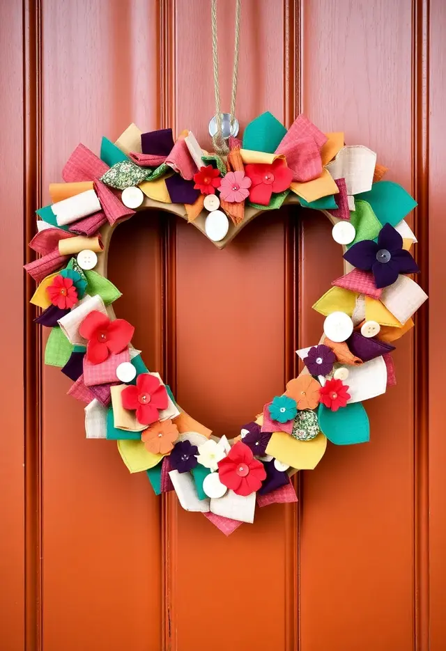 14 Budget Valentines Door Decor Ideas That Look Expensive - 1. Heartfelt Wreath Using Upcycled Materials