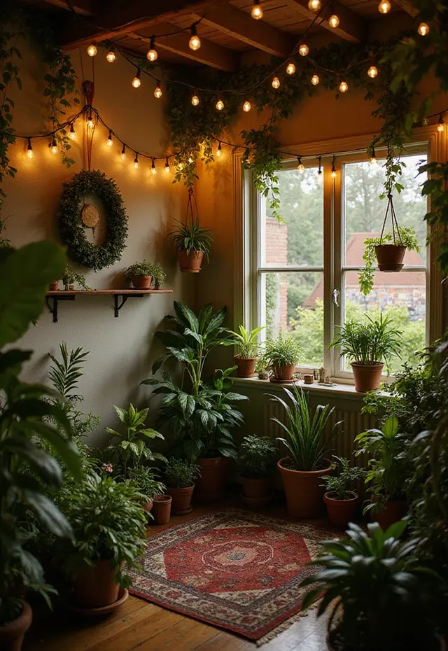 12 Cozy Indoor Winter Garden Ideas to Brighten Your Home - 5. Fairy Light Oasis