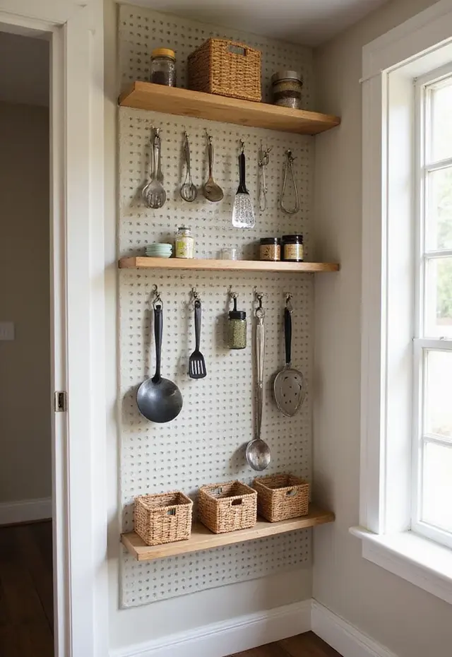 19 DIY Pantry Ideas That Are Budget-Friendly and Stylish - 5. DIY Pegboard for Utensils