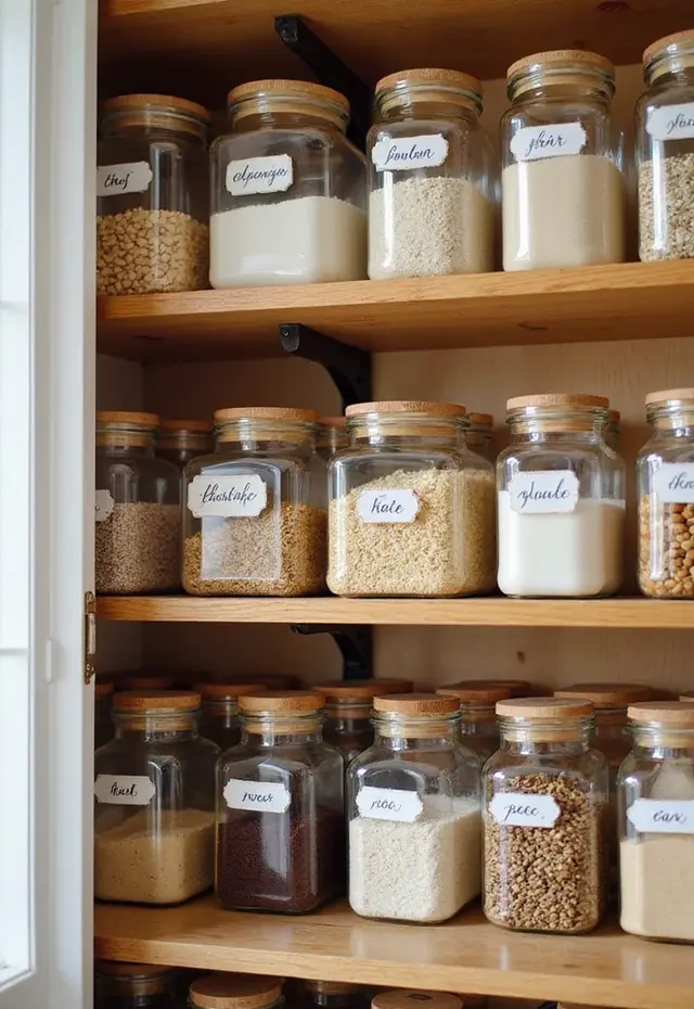 19 DIY Pantry Ideas That Are Budget-Friendly and Stylish - 9. Clear Containers for Dry Goods