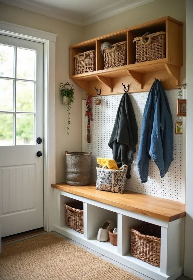 15 Small Mud Room Ideas That Prove Size Doesn’t Matter - 8. Genius Pegboard Solutions