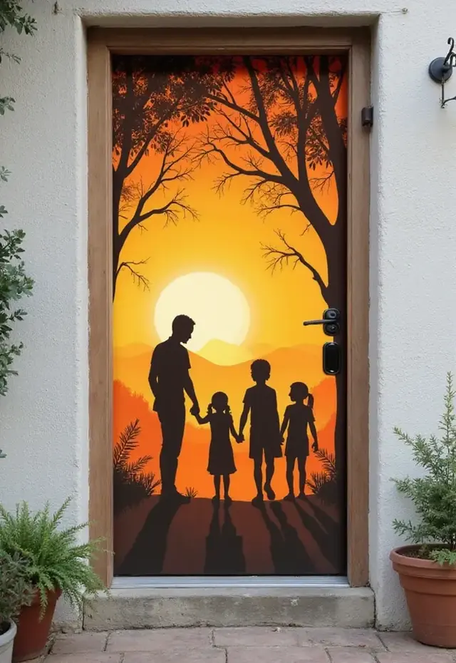 21 Creative DIY Door Mural Ideas That'll Make Your Neighbors Jealous - 15. Family Portrait