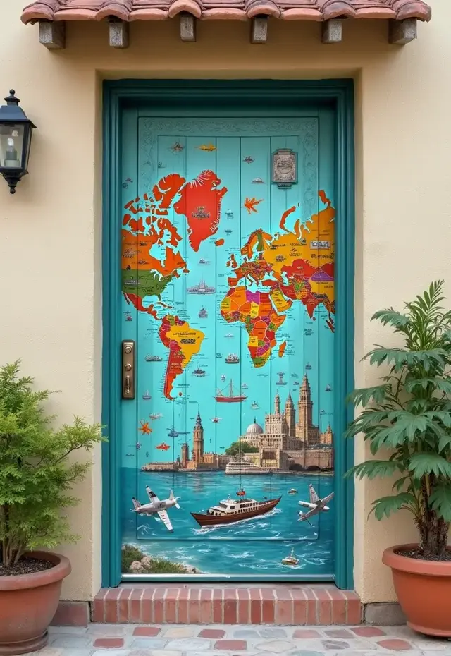 21 Creative DIY Door Mural Ideas That'll Make Your Neighbors Jealous - 16. Travel Inspiration