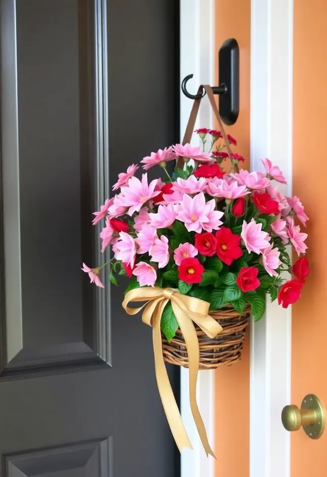 14 Budget Valentines Door Decor Ideas That Look Expensive - 3. DIY Faux Flower Arrangement