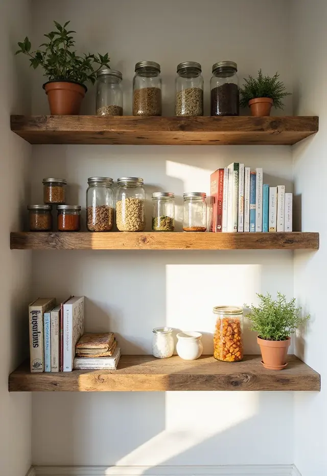 19 DIY Pantry Ideas That Are Budget-Friendly and Stylish - 2. Stylish Floating Shelves
