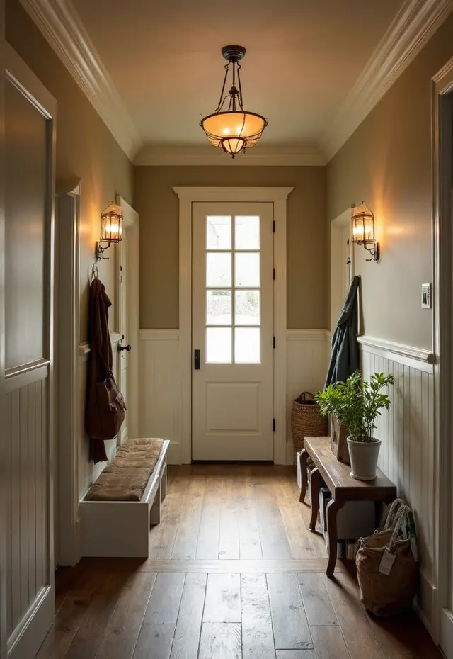 15 Small Mud Room Ideas That Prove Size Doesn’t Matter - 10. Bright Lighting Fixtures