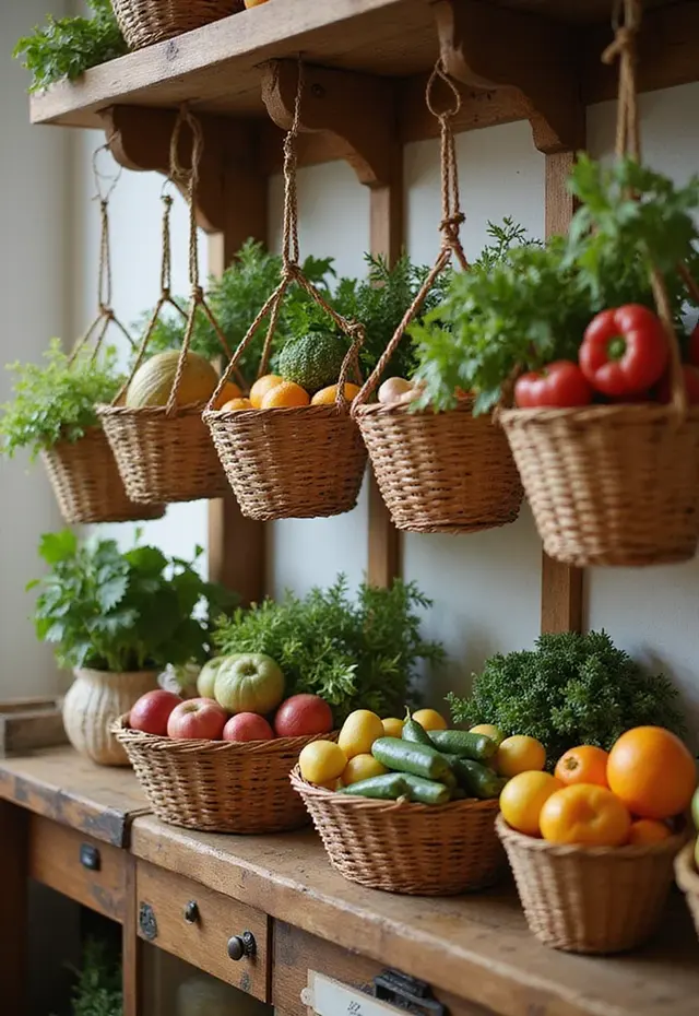 19 DIY Pantry Ideas That Are Budget-Friendly and Stylish - 16. Hanging Baskets for Easy Access