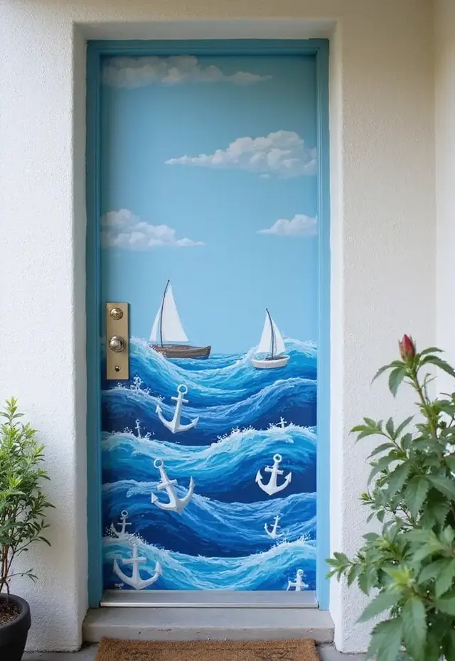21 Creative DIY Door Mural Ideas That'll Make Your Neighbors Jealous - 3. Nautical Dreams