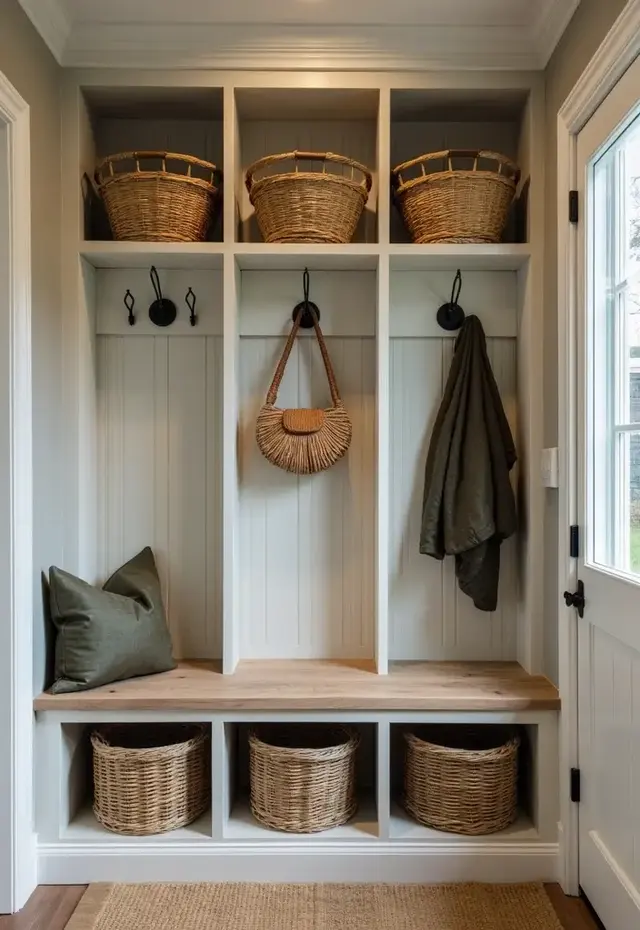 15 Small Mud Room Ideas That Prove Size Doesn’t Matter - 1. Vertical Storage Wonders