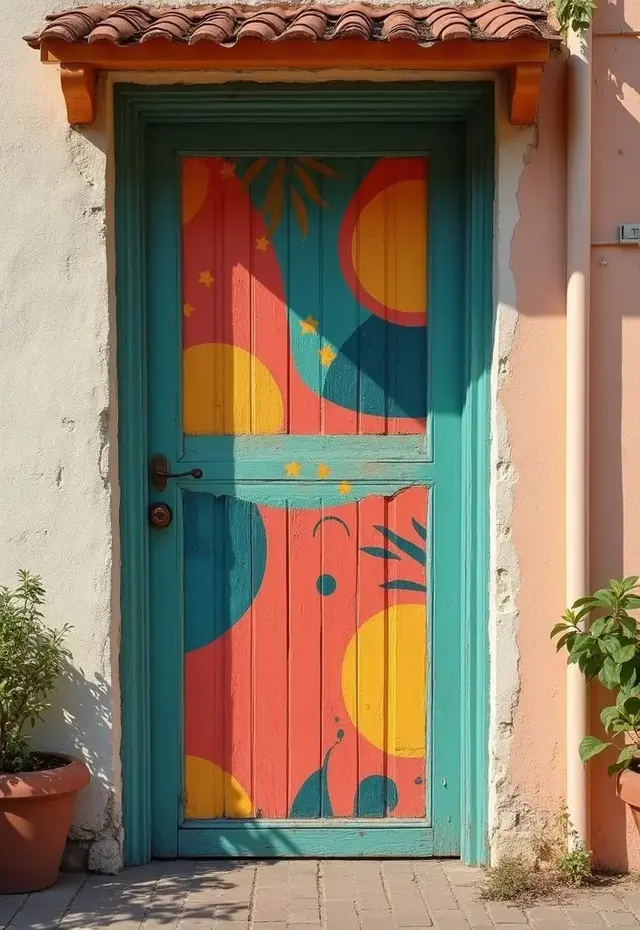 21 Creative DIY Door Mural Ideas That'll Make Your Neighbors Jealous - 20. Retro Vibes