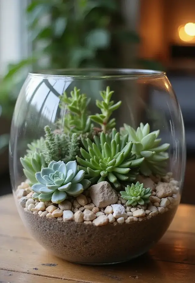 12 Cozy Indoor Winter Garden Ideas to Brighten Your Home - 2. Cozy Succulent Terrarium