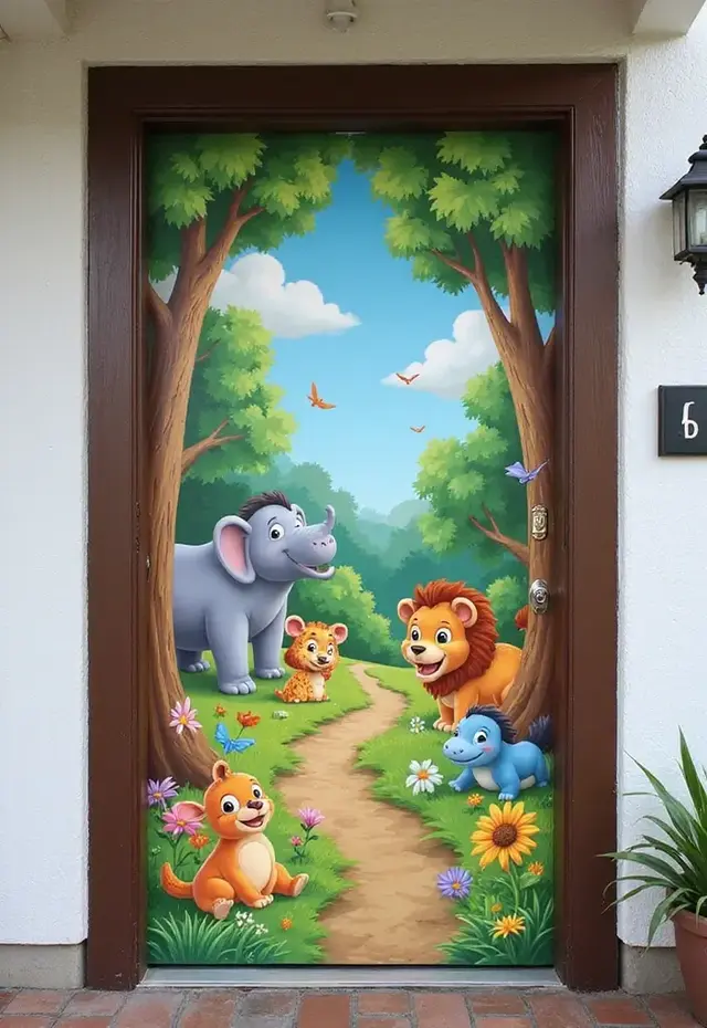 21 Creative DIY Door Mural Ideas That'll Make Your Neighbors Jealous - 17. Animal Kingdom