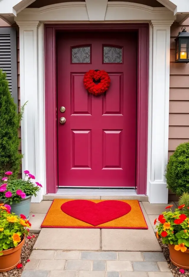 14 Budget Valentines Door Decor Ideas That Look Expensive - 8. Heart-Shaped Door Mat