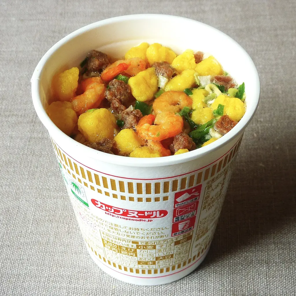Cup O’ Noodles at the kitchen counter