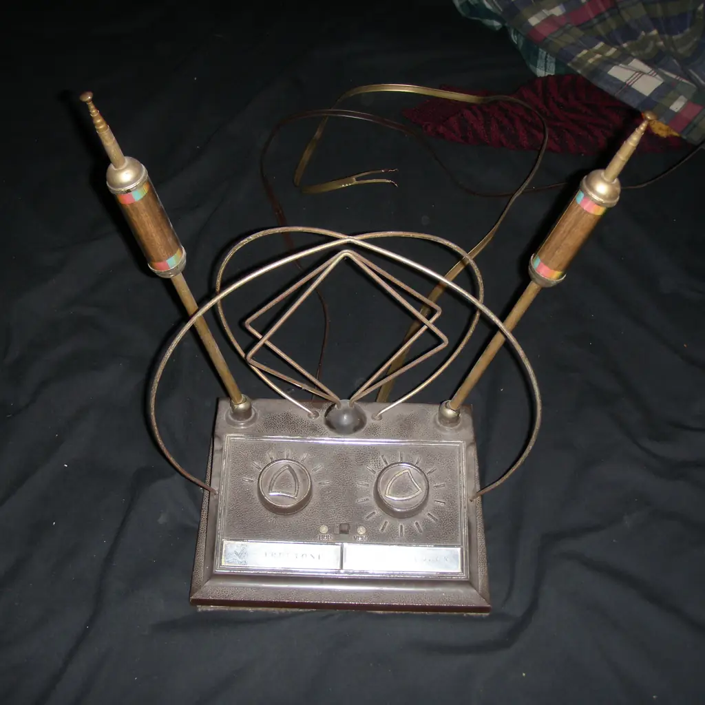 An old pair of rabbit-ears television antenna.