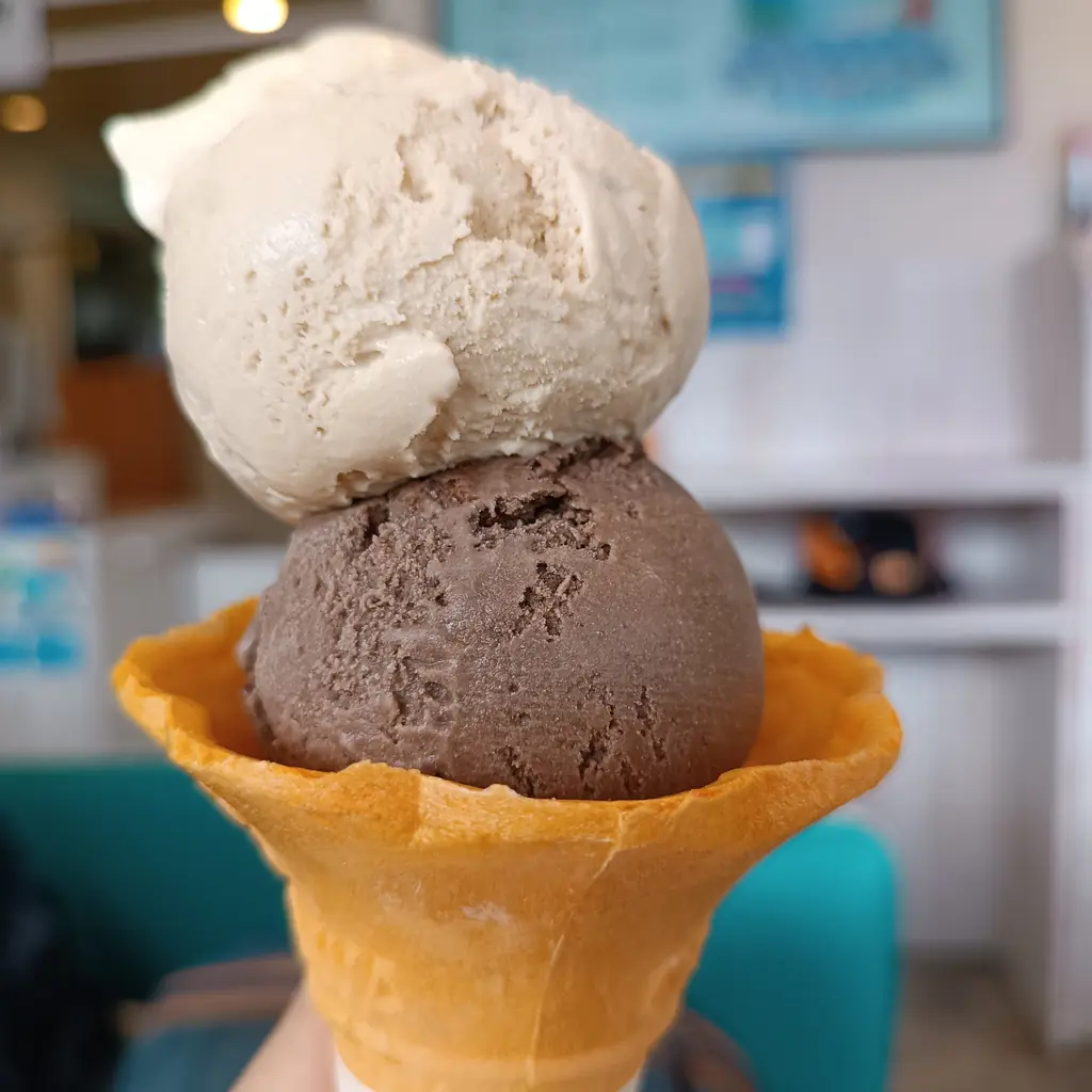 A Blue Seal ice cream cone at a shop in Tomigusuku, Okinawa.