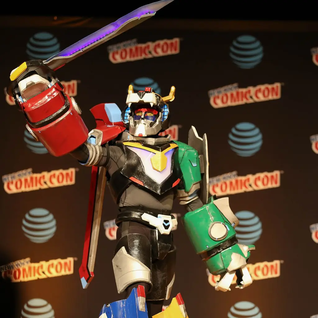 A Voltron costume on stage at New York Comic Con 2016.