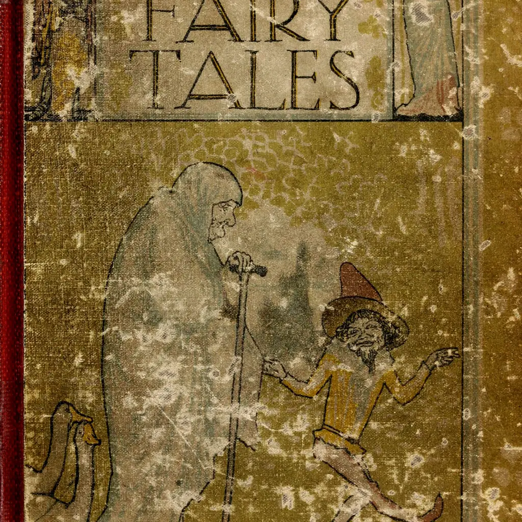 The cover of an old edition of Grimm's Fairy Tales.