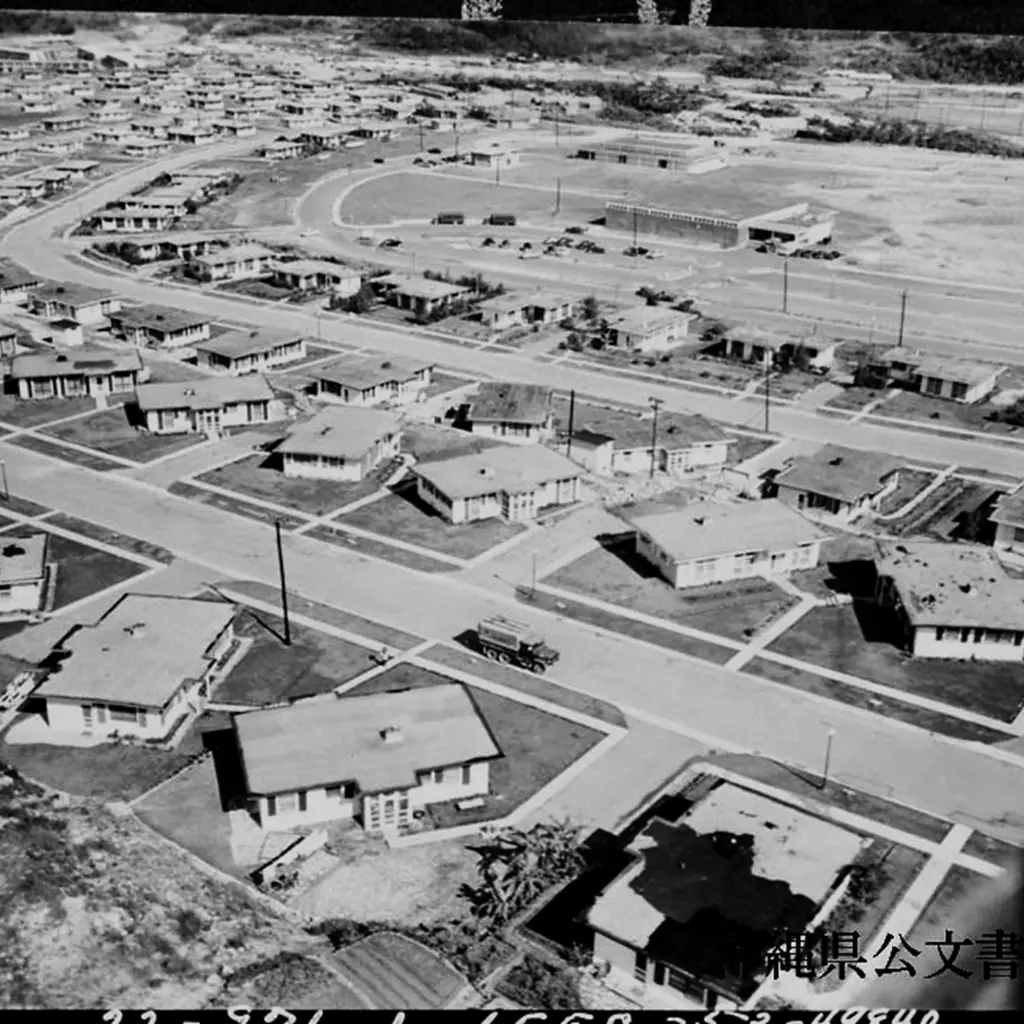 An aerial view of an American dependent housing area on Okinawa.