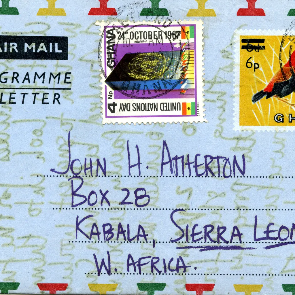 An air letter sent from Ghana to Sierra Leone before email.
