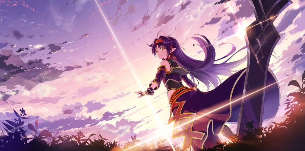 konno yuuki sword art online anime girls with purple hair