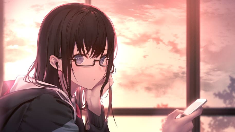 anime girl glasses student school uniform uhdpaper.com 4k 4.636 wp.thumbnail